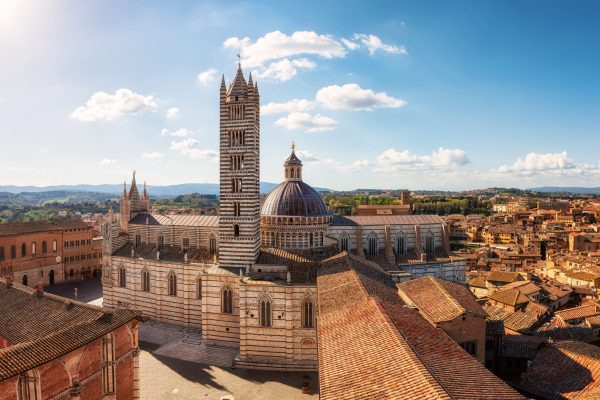Aerial view over  Siena Cathedral in Siena, Tuscany region, Italy